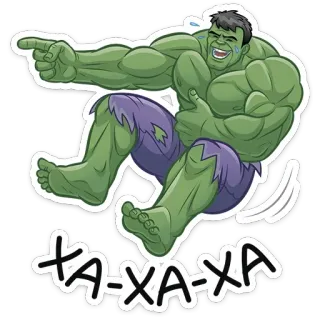 😃 Hulk XA-XA-XA Hulk, Marvel, Super-herói, Rindo, Desenho animado telegram sticker