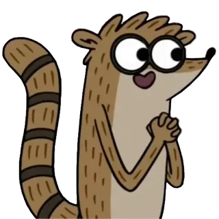🤗 Rigby Regular Show cartone animato, procione, eccitato, divertente, animazione telegram sticker