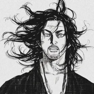 🖤 Miyamoto Musashi Vagabond Schwert, Samurai, Krieger, Manga, Vagabond, Kampf, Schlacht, Musashi telegram sticker