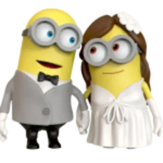 ❤ Minions minions, pernikahan, kartun, perkawinan, pengantin wanita, pengantin pria, imut telegram sticker