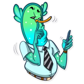 😪 Мультфильм, Персонаж, Бизнес, Телефон, Жест, Тсс whatsapp sticker