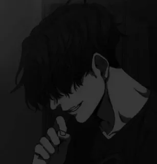 😏 Anime, Manga, Chico, Oscuro, Estético, Retrato, Monocromo telegram sticker