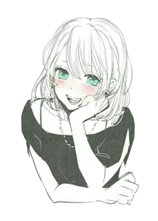 😃 anime meisje, schattig, glimlachend, manga, kunst, illustratie whatsapp sticker