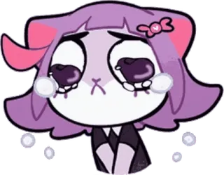 🥹 Anime, Chica gato, Kawaii, Dibujos animados, Morado, Llorando, Triste telegram sticker