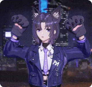 🤗 anime, cat ears, cute, cartoon, kawaii, purple telegram sticker