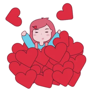 🥰 爱, 心, 可爱, 女孩, 卡通, 红色, 粉色 telegram sticker