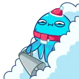 😱 jellyfish, cartoon, winter, snow, megaphone telegram sticker