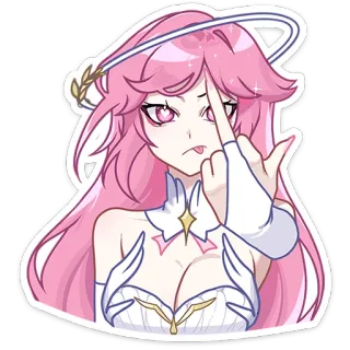 🖕 chica anime, dedo corazón, grosero, pelo rosa, ofensivo, pegatina telegram sticker