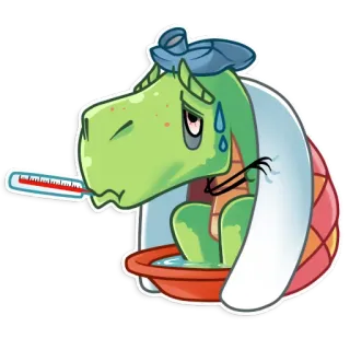 🤒 doente, doente, tartaruga, constipação, gripe, termômetro telegram sticker