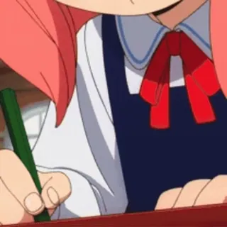 😣 anime, writing, pen, school uniform telegram sticker