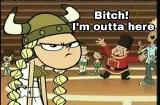 😒 Bitch! I'm outta here Мультфильм, Оскорбительный, Викинг, Персонаж, Злой telegram sticker