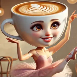 🤩 кофе, балерина, танцы, латте, кофеин, чашка telegram sticker