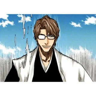 🧬 Sosuke Aizen Bleach 애니메이션, 안경, 미소, 캡틴, 만화 telegram sticker