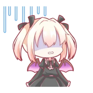 😰 อนิเมะ, การ์ตูน, ผู้หญิง, ปีกค้างคาว, น่ารัก, เศร้า telegram sticker