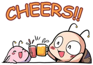 🍻 CHEERS!! bersulang, perayaan, kartun, bersulang, minuman whatsapp sticker