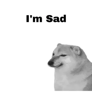 😔 I'm Sad doge, dog, sad, meme telegram sticker