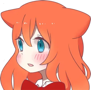 😳 Аниме, Девушка, Каваий, Милый, Мультфильм, Кошачьи ушки telegram sticker