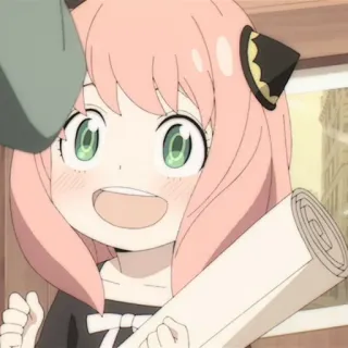 🍄 Anya Forger Spy x Family Anime, dziewczyna, różowe włosy, Anya, Spy x Family, słodkie, szczęśliwy telegram sticker