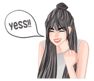 💪 yess!! emocionado, mujer, sí, celebración, feliz telegram sticker
