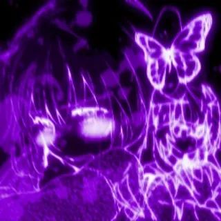 💓 动漫, 女孩, 蝴蝶, 紫色, 卡通, 数字艺术 telegram sticker