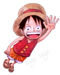 ✋ Monkey D. Luffy One Piece bye bye 애니메이션, 만화, 루피, 원피스, 만화영화, 안녕 telegram sticker