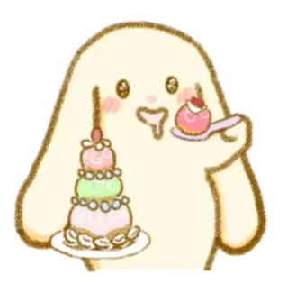 💭 jedzenie, deser, słodkie, kawaii, postać, ciasto whatsapp sticker