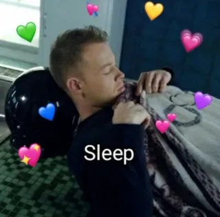 😴 Sleep Schlaf, Ruhe, Herzen, Mann, Helm telegram sticker