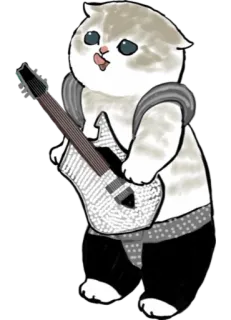🎸 cat, guitar, music, animal, cartoon telegram sticker
