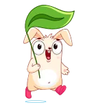 ☺️ carino, coniglietto, coniglio, foglia, cartone animato, animale, adesivo whatsapp sticker