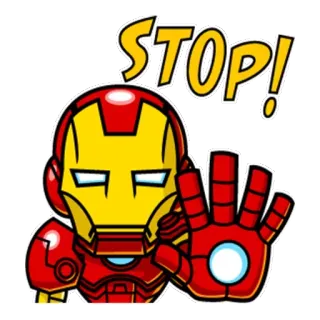 😀 Iron Man STOP! Iron Man, Marvel, superhero, stop, cartoon, sticker whatsapp sticker