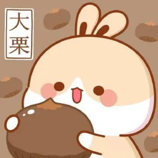 🍼 大栗 castaña, lindo, dibujos animados, conejo telegram sticker