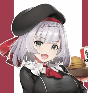 😄 Anime, Ragazza, Cibo, KFC, Burger, Carino, Cappello telegram sticker