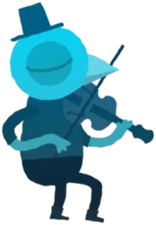 🎻 música, violino, desenho animado, chapéu whatsapp sticker