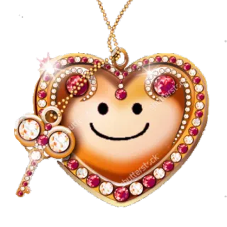 📿 corazón, collar, joyería, sonrisa, llave, oro, diamantes telegram sticker