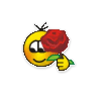😊 mặt cười, hoa, hoa hồng, tình yêu, lãng mạn, pixel art telegram sticker