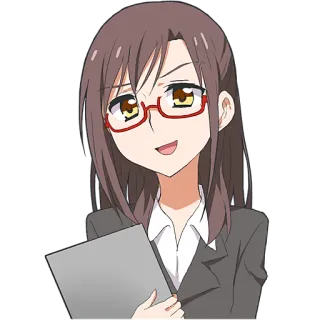 🤓 Anime, Mulher, Óculos, Empresária, Desenho animado telegram sticker