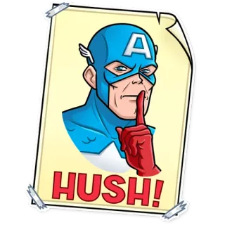 🤫 Captain America HUSH! Капитан Америка, Марвел, Супергерой, Тсс, Тишина, Молчание telegram sticker