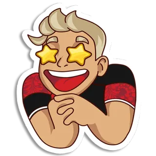 🏉 dibujos animados, sonriendo, estrellas, expresión, feliz, entusiasta telegram sticker