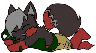 🦊 волк, животное, мультфильм, объятие, рептилия, милый telegram sticker