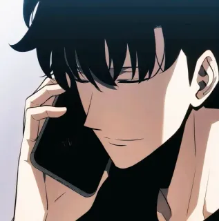 🧬 anime, phone, cartoon, korean, man, black hair telegram sticker