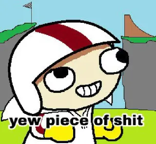 🙂 yew piece of shit обидный, мультфильм, оскорбление, юмор telegram sticker