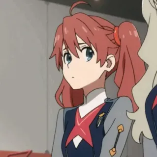 📂 Kokoro Darling in the Franxx Anime, Cartoon, Kokoro, Darling in the Franxx, roze haar, staartjes telegram sticker