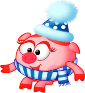 👩 Kreskówka, Zima, Świnia, Zwierzę, Szalik, Czapka telegram sticker