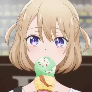 💛 Anime, Fille, Glace, Mignon, Nourriture, Dessert telegram sticker