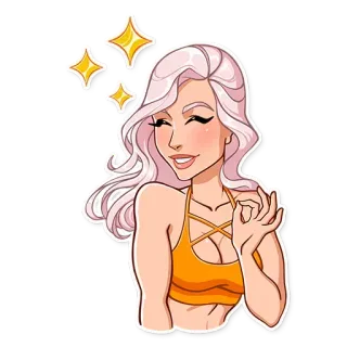 👋 блеск, ок, женщина, милый telegram sticker