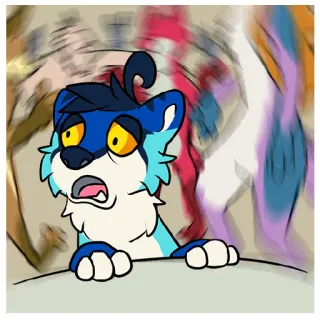 😵 furry, antro, dibujos animados, asustado, animal telegram sticker