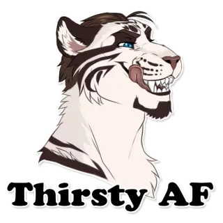 👅 Thirsty AF assoiffé, animal, tigre, argot, drôle, mème telegram sticker