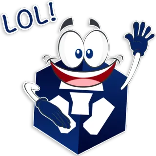😄 LOL! Desenho animado, Personagem, Olhos, Saudação, Feliz, Acenando telegram sticker
