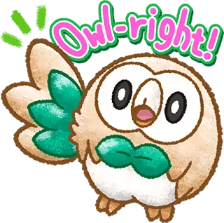 👌 Rowlet Pokemon Owl-right! pokemon, owl, cute, video game, anime telegram sticker