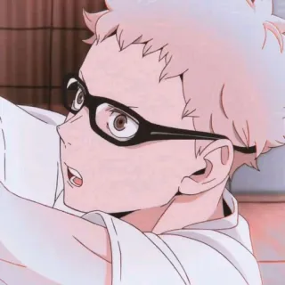 🍤 Tsukishima Kei Haikyuu!! Anime, Haikyuu, Tsukishima Kei, Bola voli, Karakter, Kartun telegram sticker